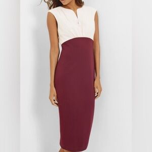 Ted Baker Adeba Colour Block Bodycon Dress in maroon and pink